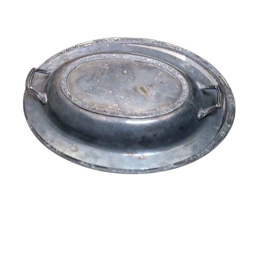 Silver Plate Serving Dish with Lid 12" Long x 9" Wide - Needs Polishing. D